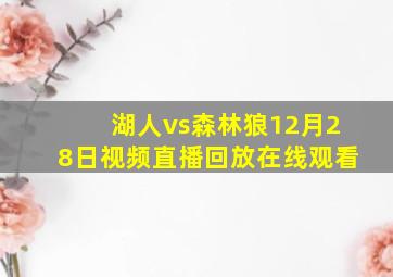 湖人vs森林狼12月28日视频直播回放在线观看