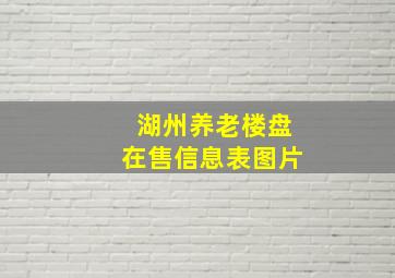 湖州养老楼盘在售信息表图片