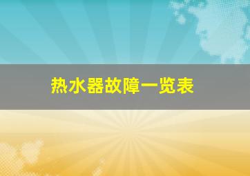 热水器故障一览表