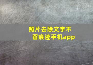 照片去除文字不留痕迹手机app