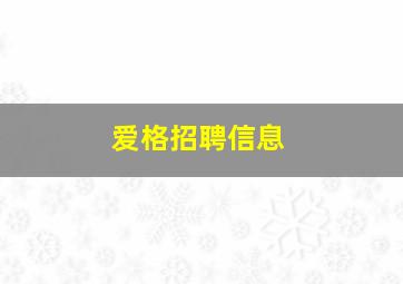 爱格招聘信息