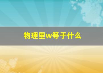 物理里w等于什么