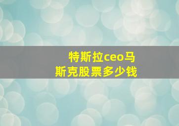 特斯拉ceo马斯克股票多少钱