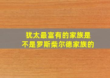 犹太最富有的家族是不是罗斯柴尔德家族的