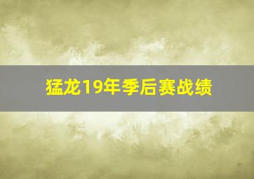 猛龙19年季后赛战绩