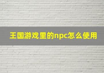 王国游戏里的npc怎么使用