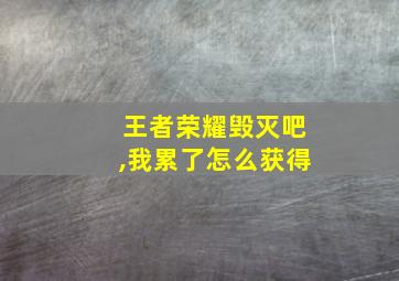 王者荣耀毁灭吧,我累了怎么获得