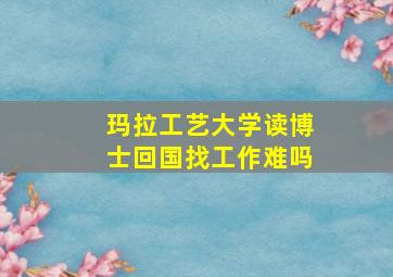 玛拉工艺大学读博士回国找工作难吗