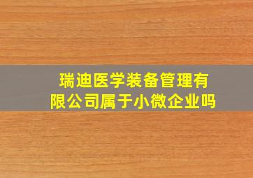 瑞迪医学装备管理有限公司属于小微企业吗