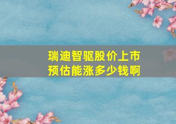 瑞迪智驱股价上市预估能涨多少钱啊