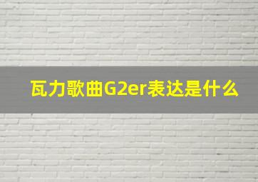 瓦力歌曲G2er表达是什么