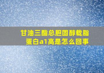 甘油三酯总胆固醇载脂蛋白a1高是怎么回事