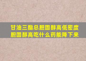 甘油三酯总胆固醇高低密度胆固醇高吃什么药能降下来