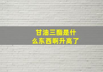 甘油三酯是什么东西啊升高了