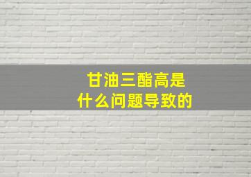 甘油三酯高是什么问题导致的