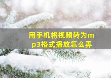 用手机将视频转为mp3格式播放怎么弄