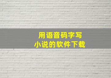 用语音码字写小说的软件下载