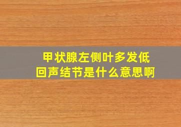 甲状腺左侧叶多发低回声结节是什么意思啊