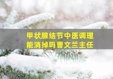 甲状腺结节中医调理能消掉吗曹文兰主任