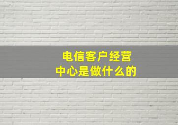 电信客户经营中心是做什么的