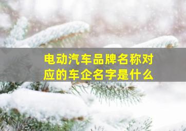 电动汽车品牌名称对应的车企名字是什么