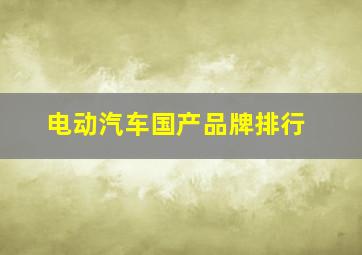 电动汽车国产品牌排行