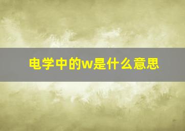 电学中的w是什么意思