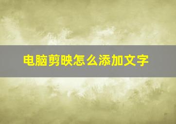 电脑剪映怎么添加文字