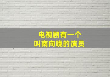 电视剧有一个叫南向晚的演员