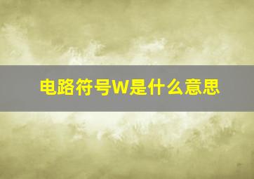 电路符号W是什么意思