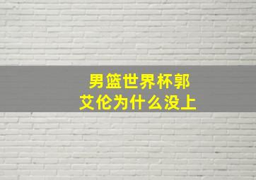 男篮世界杯郭艾伦为什么没上