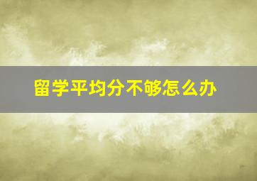 留学平均分不够怎么办