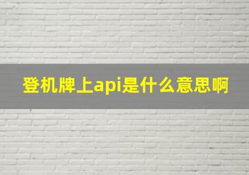 登机牌上api是什么意思啊