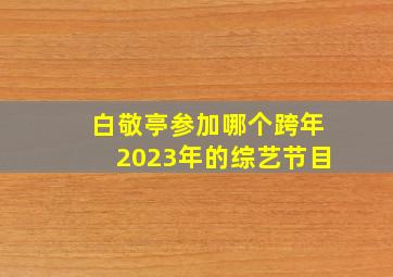 白敬亭参加哪个跨年2023年的综艺节目