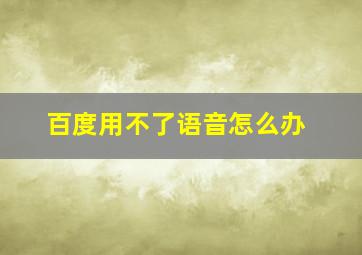 百度用不了语音怎么办