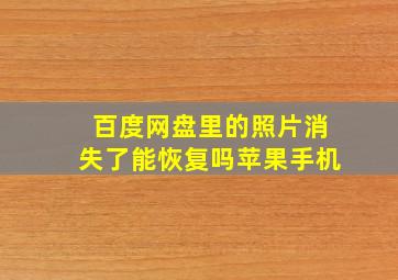 百度网盘里的照片消失了能恢复吗苹果手机