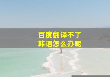 百度翻译不了韩语怎么办呢