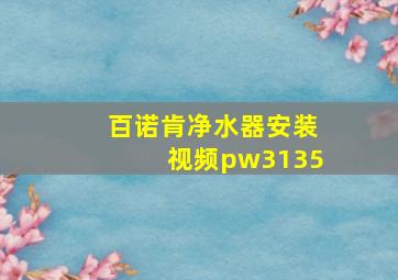 百诺肯净水器安装视频pw3135