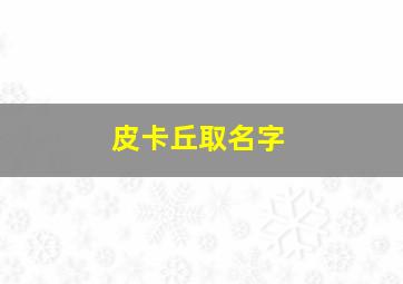 皮卡丘取名字