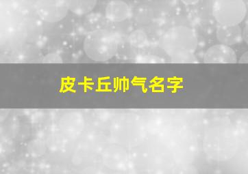 皮卡丘帅气名字