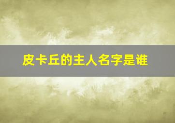 皮卡丘的主人名字是谁