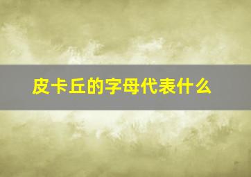 皮卡丘的字母代表什么