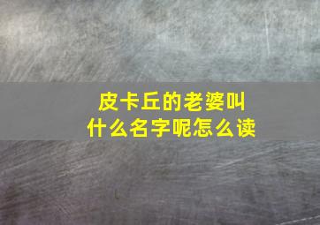 皮卡丘的老婆叫什么名字呢怎么读