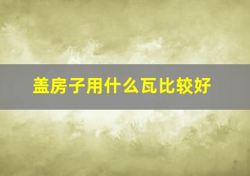 盖房子用什么瓦比较好