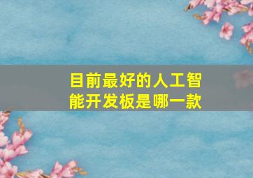 目前最好的人工智能开发板是哪一款