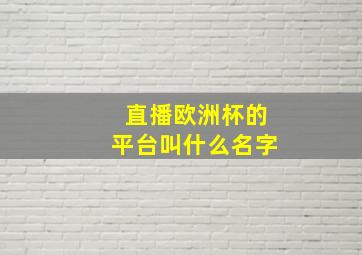 直播欧洲杯的平台叫什么名字