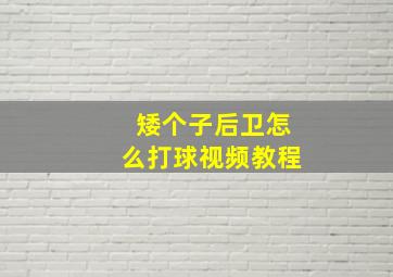 矮个子后卫怎么打球视频教程