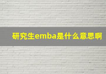 研究生emba是什么意思啊