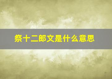 祭十二郎文是什么意思