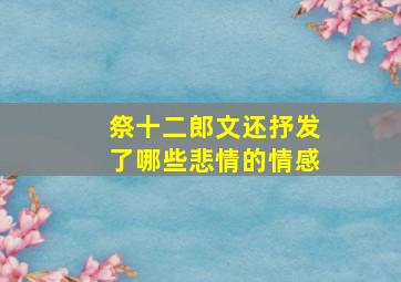 祭十二郎文还抒发了哪些悲情的情感